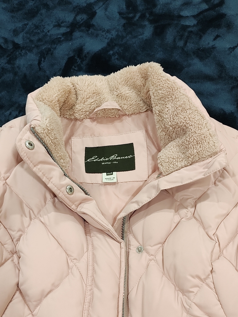 Eddie Bauer Pale Pink Quilted Jacket with Sherpa Collar